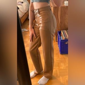 Hardly worn Wilfred tan leather pants from Aritzia